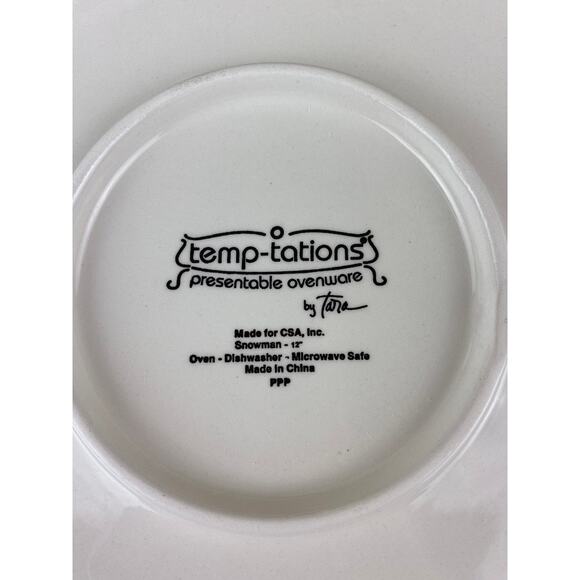 Set of 2 Temptations Round Snowman Serving Plates Cookie Tray - Picture 6 of 8